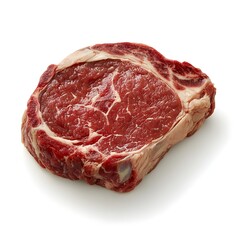 Obraz premium Close-up of Raw Ribeye Steak with Rich Marbling, Detailed Texture, No Background