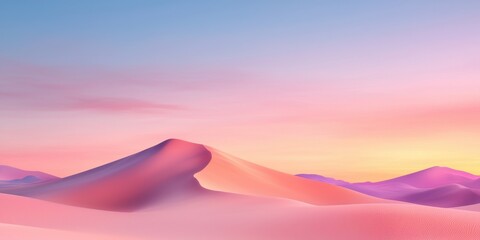 Sunset over dunes desert landscape digital art serene atmosphere wide angle tranquility in nature