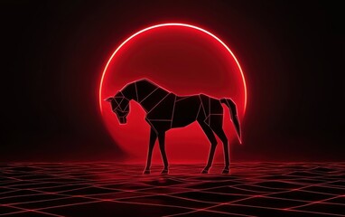 A glowing cybernetic horseman, its presence signaling the collapse of organic civilization and the dawn of machine rule