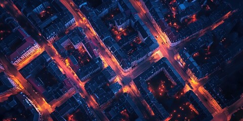 Obraz premium City at Night Aerial View