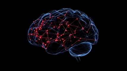 Brain connections, neural network, 3D rendering.