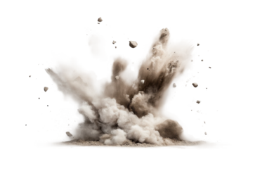Dynamic explosion effect studio setup png format transparent background white environment action shot concept