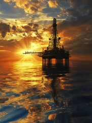 Obraz premium Oil Rig at Sunset