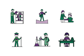 business people icon set