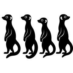 Fototapeta premium set-of-meerkats-collection-of-silhouettes-of-black vector