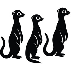 Naklejka premium set-of-meerkats-collection-of-silhouettes-of-black vector