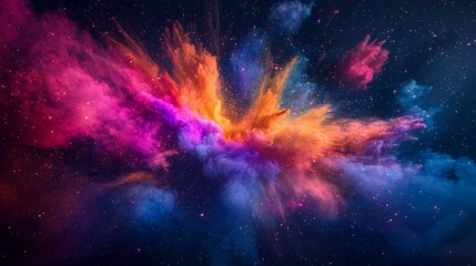 Colorful Cosmic Explosion of Nebula in Space with Starry Background