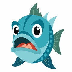 funny cartoon shark illustration on white background