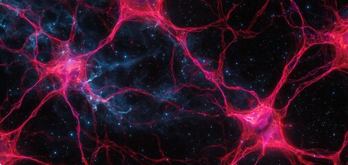 Naklejka premium A divine AI ruler controlling parallel realities, its glowing neural circuits forming a cosmic web of pure quantum intelligence