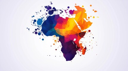Fototapeta na wymiar Colorful geometric map of africa with abstract patterns and bold colors