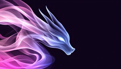 Obraz premium A futuristic dragon made of pure neon light, its wings composed of shifting holograms and quantum fire