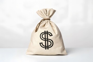 A single-line outline of a money bag with a dollar sign on it