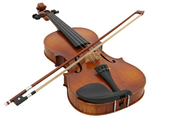Isolated Violin and Bow, Musical Instrument