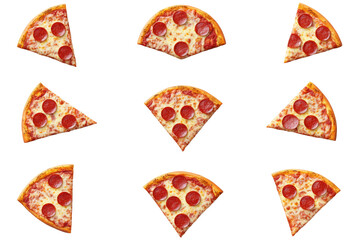 Delicious pepperoni pizza slices on transparent background png healthy food white space digital art