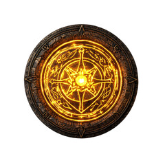 Fototapeta premium Glowing Ancient Amulet With Magical Symbol and Mystical Energies. Fantasy art and game design.