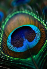 Peacock feather showcasing its iridescent colors