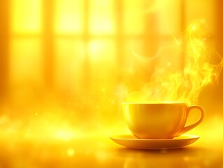 Fototapeta premium Golden tea sunrise window warmth