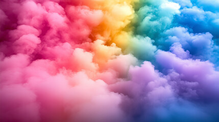 Fototapeta premium Vibrant rainbow-colored clouds with a soft fluffy texture for dreamy, surreal, and fantasy-inspired backgrounds