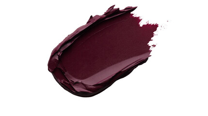 Matte lipstick smear in deep red tone, bold makeup texture with rich pigmentation, isolated on white background, PNG format