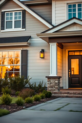 Luxury House Exterior at Night: Modern Home Design, Real Estate, Architecture