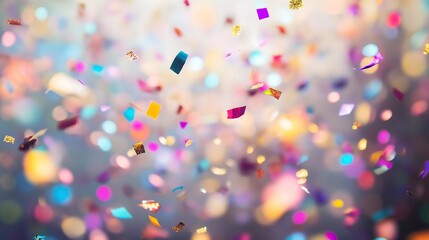 Colorful Confetti Floating in Air with Bright Festive Background