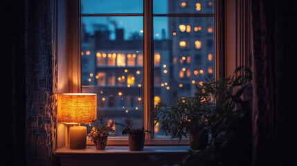 Bedroom window night view scenery landscape interior inspiration backdrop wallpaper background