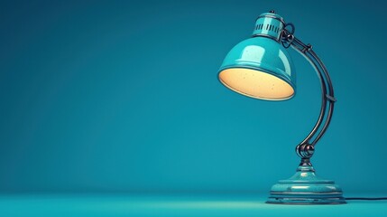 Fototapeta premium Teal Desk Lamp on Teal Background