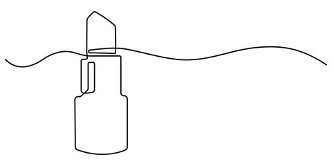 Lipstick continuous line art Continuous line drawing. Lipstick. Black isolated on white background. Hand drawn illustration, Lipstick Continuous Line Icon, Lipstick one line continuous drawing. 