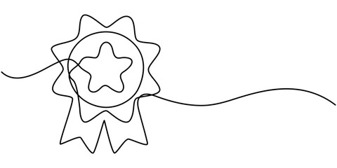 Award Ribbon Web Continuous Line Drawing of Bestseller Icon. Hand Drawn Symbol Vector Illustration, with Continuous Line Icon, Continuous Line Drawing of Award Ribbon Icon. Hand Drawn Symbol Vector. 