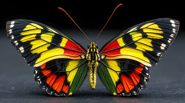 Vibrant Butterfly Displayed Against Dark Background