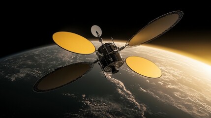 Satellite Orbiting Earth  Space Exploration  Technology  Communication  Global Network  Sc