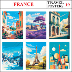 France St Tropez Provence Arles Travel Poster Wall Art Print Collection Set Part 19