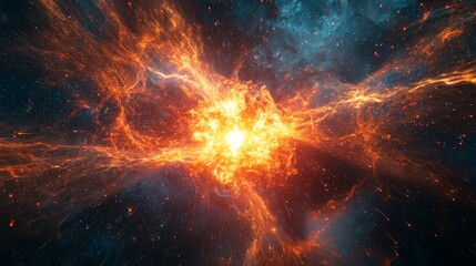 Fototapeta premium Vibrant Explosion of Cosmic Energy in Vast Galaxy Space