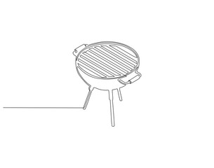 Fototapeta premium BBQ grill continuous line. Continuous one line drawing BBQ grill. Grill equipment, camping concept. single line drawing