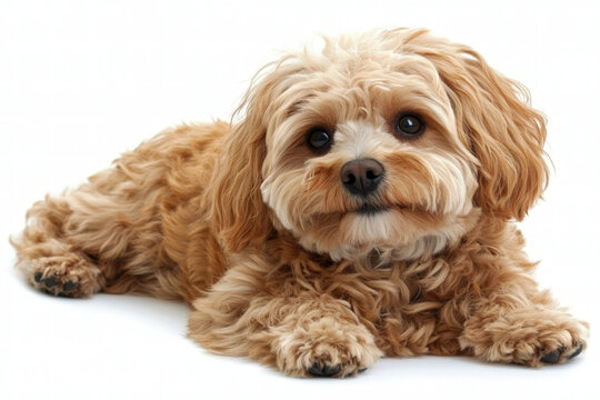 A Cavachon dog lounging, cute and playful, pet theme - Powered by Adobe