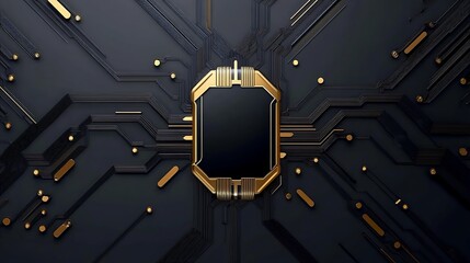 Fototapeta premium Abstract Gold and Black Circuit Board 3D Render AI Generated