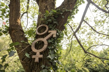 A transgender symbol combining male (♂) and female (♀) signs represents gender diversity. It reflects identity beyond the binary, embracing nonbinary and transgender people.