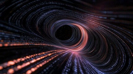 Digital Data Stream  Abstract Cosmic Tunnel of Light and Binary Code