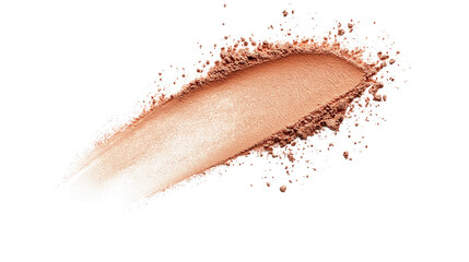 Face powder stroke isolated on white background, top view