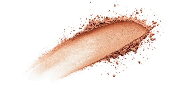 Face powder stroke isolated on white background, top view