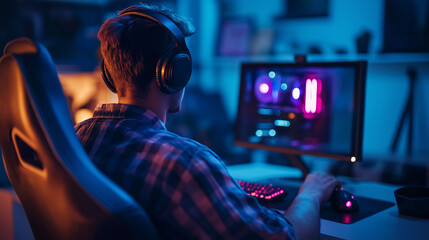Gamer in a Colorful Gaming World