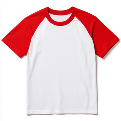Oversized Red And White Raglan Blank T-shirt Mockup On White Background