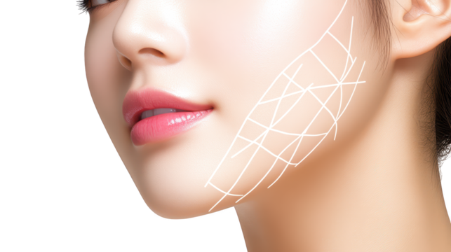 Woman with white line, a conceptual portrait exploring duality and division