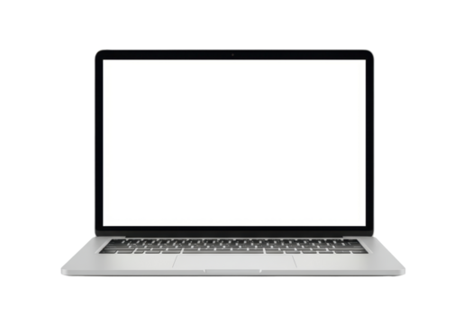 Isolated Laptop with Blank White Screen for Mockup