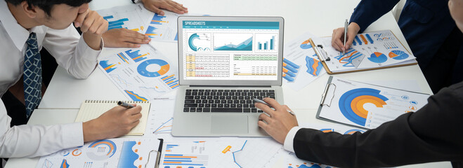 Spreadsheet document information financial startup concept. data and graphs in spreadsheet documents for online analysis project dashboard accounting digital brisk