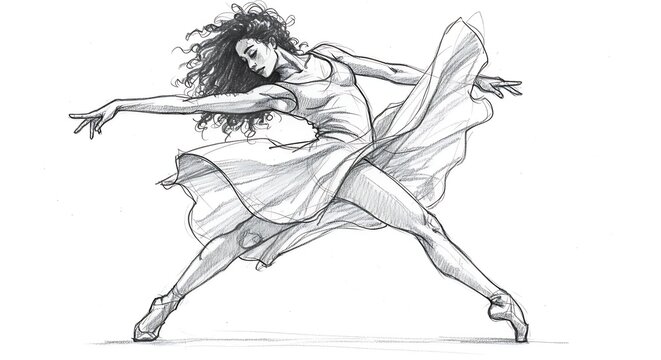 Dynamic Dancer Sketch Graceful Movement and Artistic Expression in Monochrome