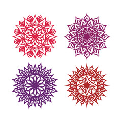 Obraz premium Mandala Snowflake Vector Art: Set of 4 Unique Designs for Winter and Holiday Projects