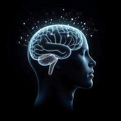 Obraz premium Human brain with glowing data streams symbolizing AI technology