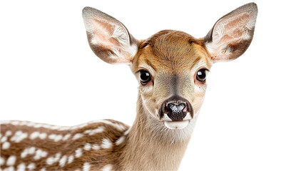 Obraz premium Captivating close-up of a spotted fawn natural habitat wildlife photography studio-like environment portrait view nature conservation concept