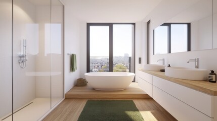 Modern bathroom interior with minimalist design and natural light